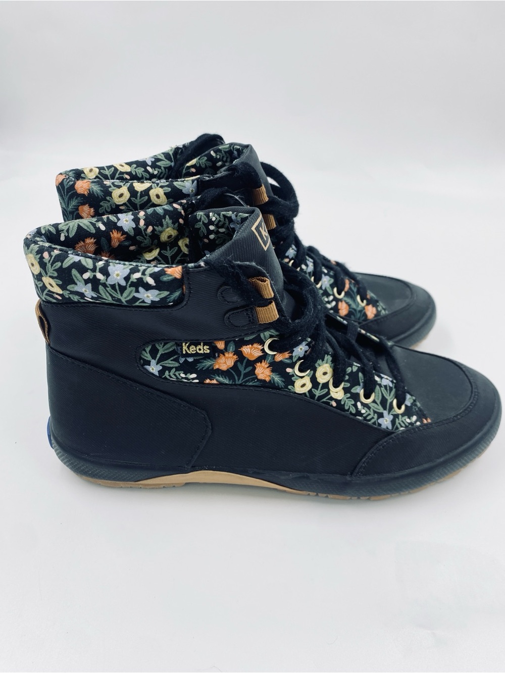 Keds Rifle Paper Co High Top Floral Sneakers 9 EUC - Picture 2 of 6